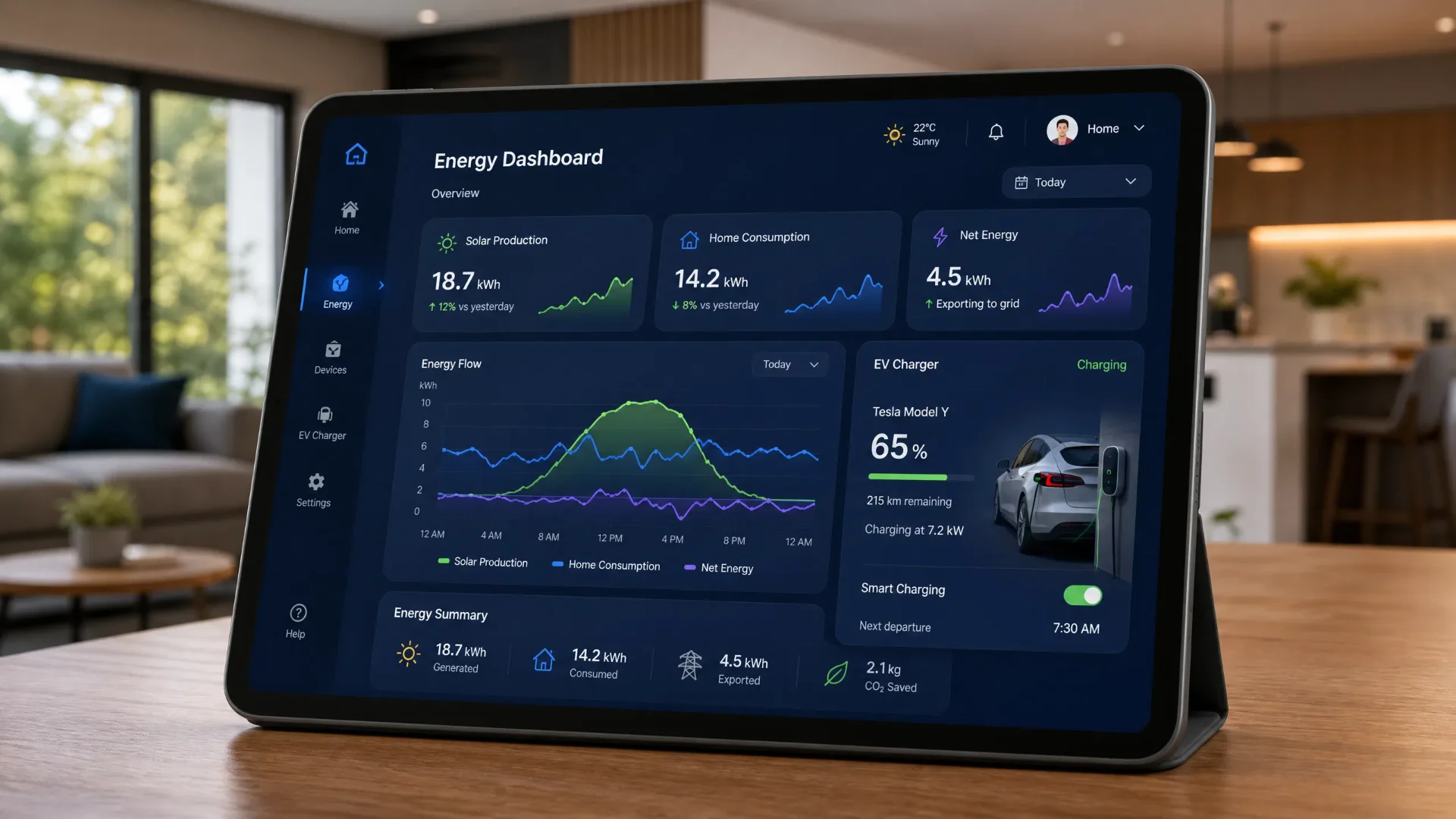 Painel de monitoramento Smart EV Charging